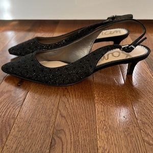 New Without Box Sparkly Black Polka Dot Sam Edelman Kitten Heels Size 9.5!!